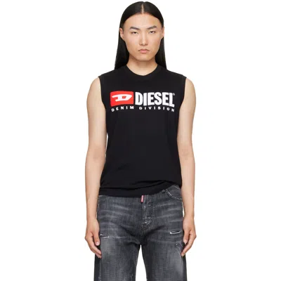 Diesel Black Chest Logo Print Tank Top