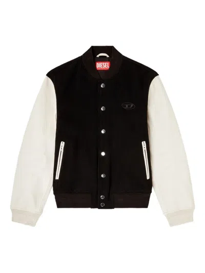 Diesel Black Colour Block Leather Jacket