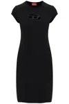 Diesel Abito Corto Con Dettaglio Oval D Cut Out In Cotone Stretch Nero Donna