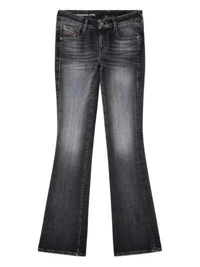 Diesel Black Cotton Elastane Flared Jeans