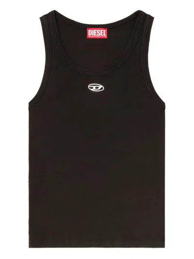 Diesel Black Cotton Elastane Tank Tops In Brown