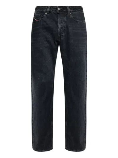 Diesel Black Cotton Lyocell Wide Jeans