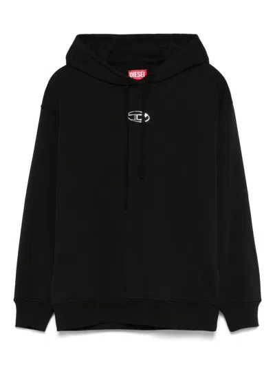 DIESEL BLACK COTTON 'OVAL-D' HOODIE