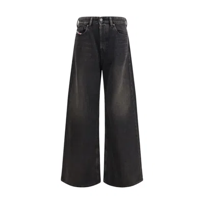DIESEL BLACK COTTON RELAXED FIT JEANS
