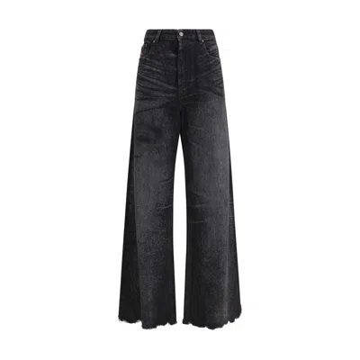 DIESEL BLACK COTTON RELAXED FIT JEANS