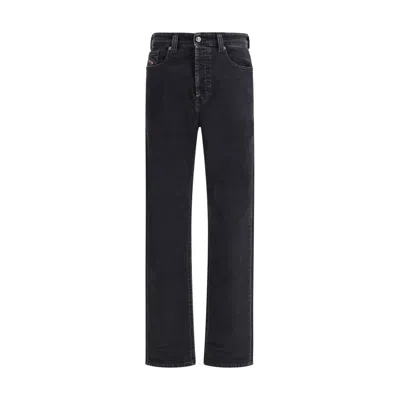 DIESEL BLACK COTTON RELAXED FIT JEANS