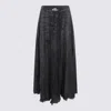 Diesel Full Skirt In Lasered Cotton-hemp Denim In Black