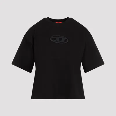 Diesel Cut-out Organic Cotton T-shirt In Black