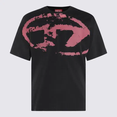 DIESEL DIESEL BLACK COTTON T-SHIRT