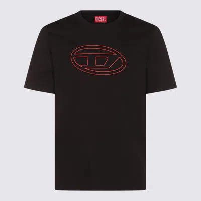 Diesel Black Cotton T-shirt In Animal Print