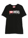 Diesel Black Cotton T-shirt With Logo Print  In Black