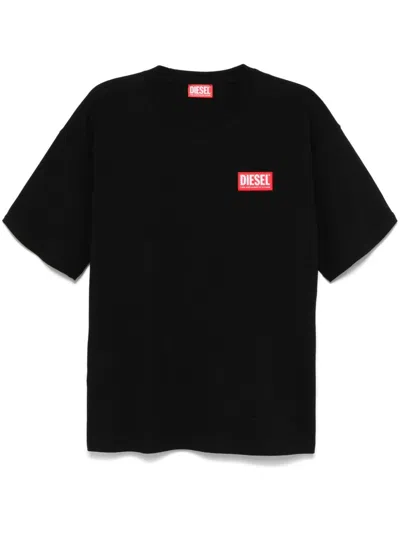 Diesel T-boxt-lab Jacquard Logo Patch T-shirt In Black