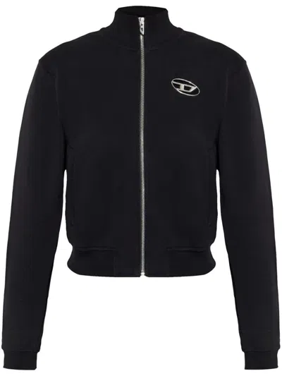 Diesel Black Cotton Zip Up Sweatshirt