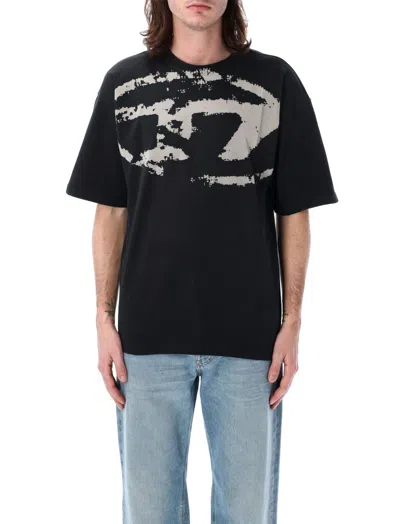Diesel T-shirt T-boxt Con Logo Floccato In Black