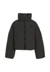 Diesel Black Crop Down Jacket For Girl With Logo In Black
