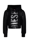 Diesel Black Crop Sweatshirt For Girl With Logo In Black