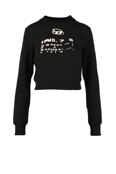 Diesel Black Cropped Cotton Sweatshirt