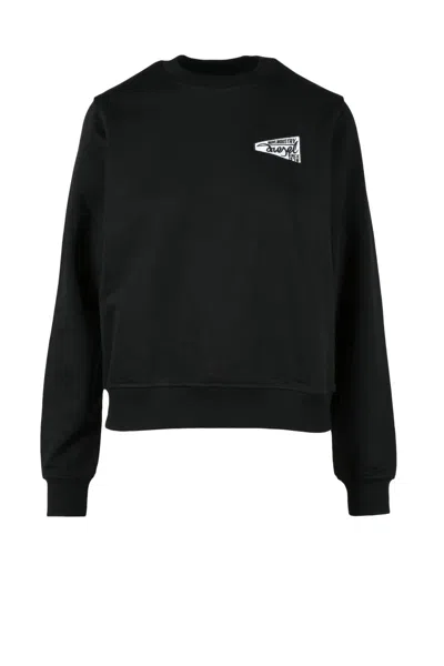 Diesel Black Cropped Cotton-blend Sweatshirt