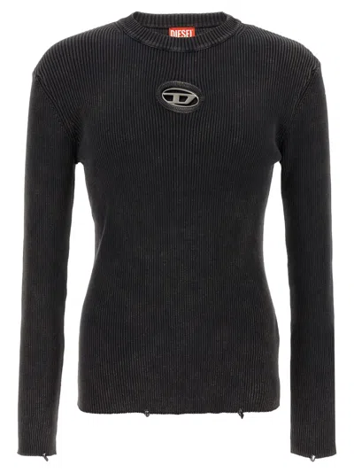 Diesel Black Cut-out Logo Distressed Jumper