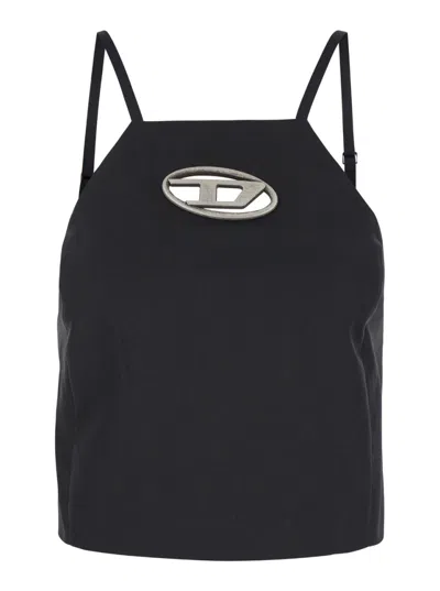 DIESEL WOMEN BLACK CUT-OUT TOP, S LUXURY TOPS FOR WOMEN DARVEYS