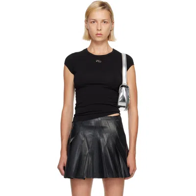 Diesel Black Cut-out Embroidered Logo T-shirt In 9xx