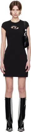 Diesel Abito Corto Con Dettaglio Oval D Cut Out In Cotone Stretch Nero Donna In 9xxa