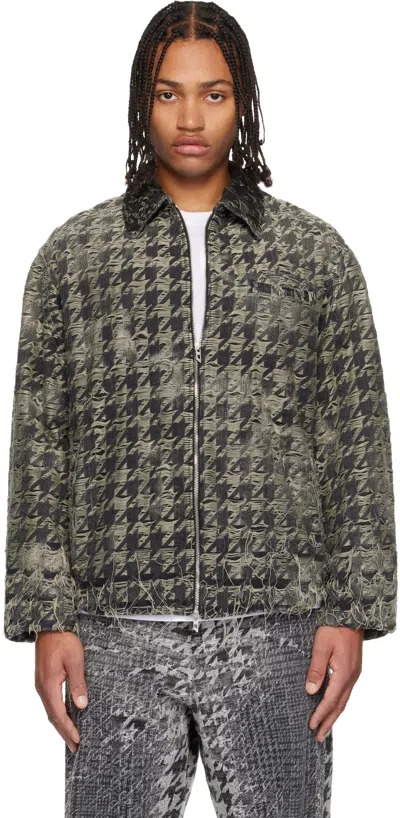 Diesel Jacket In Houndstooth-weave Denim In Black