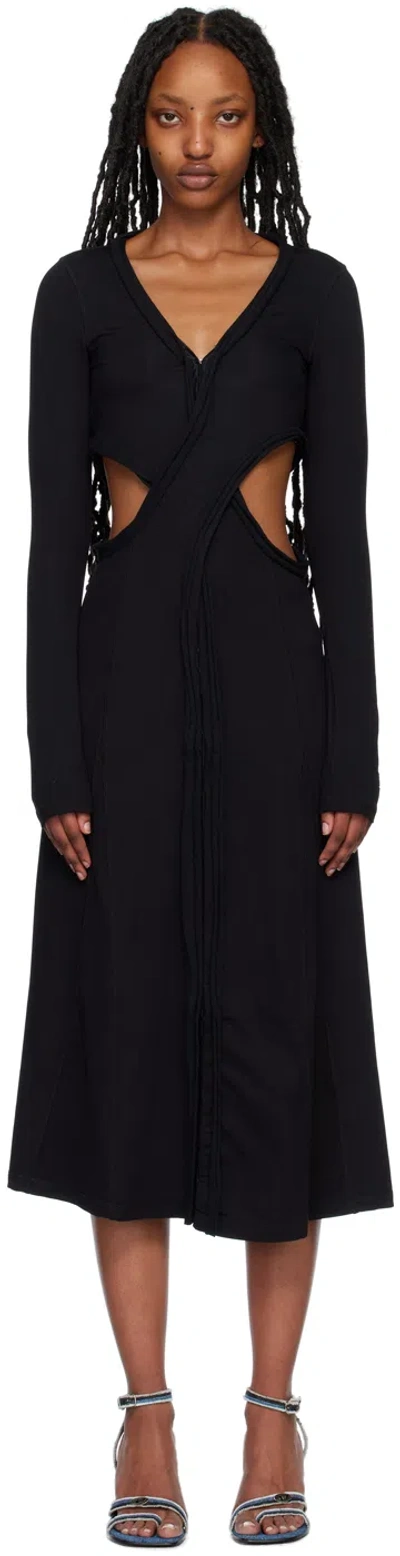 Diesel Black D-hilly Midi Dress In 900a