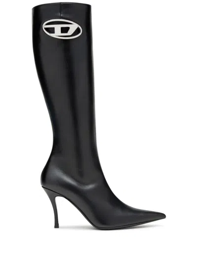 Diesel Black D-venus Knee-high Leather Boots