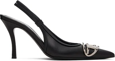Diesel Black Leather Pumps In Multi
