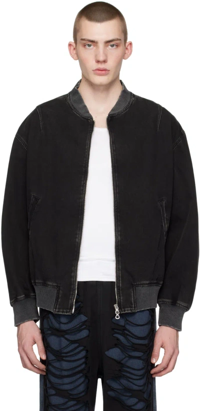 Diesel Black D-vinz Denim Bomber Jacket In 02