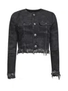 Diesel Grey Jacket With Round Neck And Frayed Edges In Cotton Blend Woman In Black