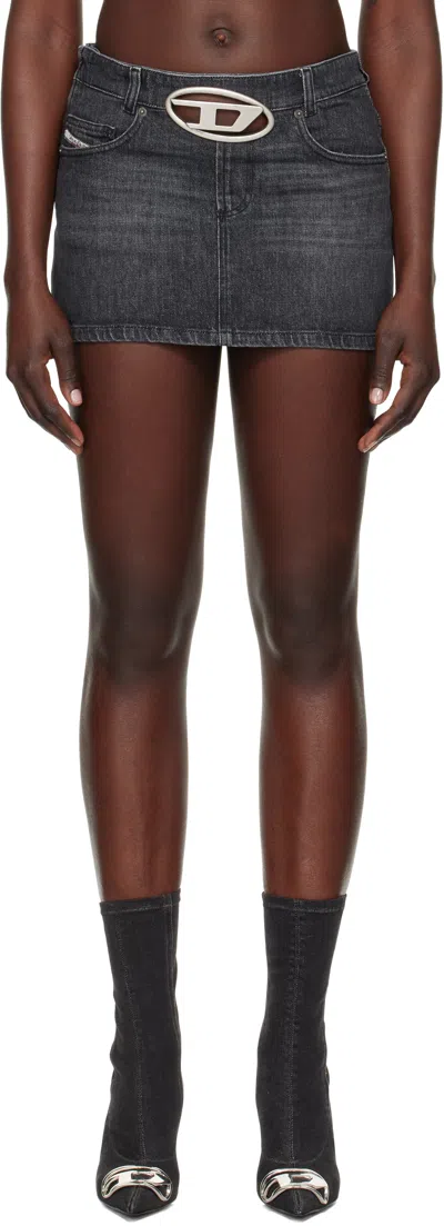 Diesel Black De-ron-s2 Denim Miniskirt In 02