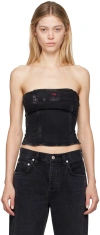 Diesel Black De-ville Denim Tube Top In 02
