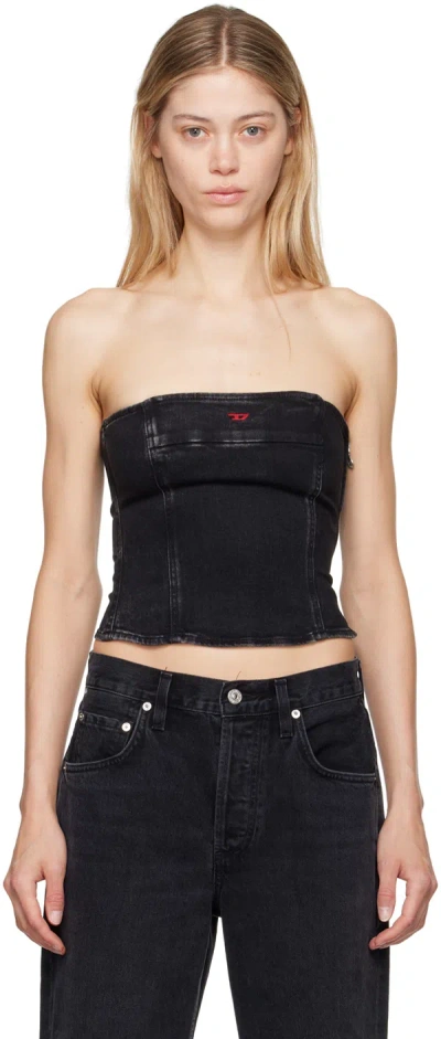 Diesel Black De-ville Denim Tube Top In 02