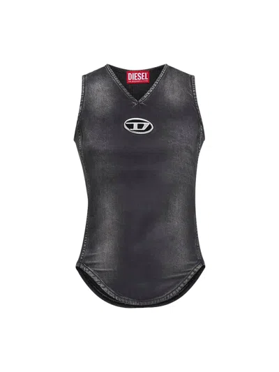 Diesel Black Denim And Jersey De-nessi-s1 Top In Gray