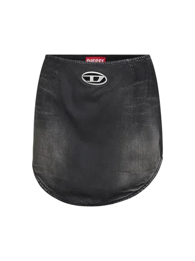 DIESEL BLACK DENIM AND JERSEY DE-VANY-S MINISKIRT
