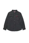 Diesel Camicia In Denim Nero Con Logo Oval D In Black