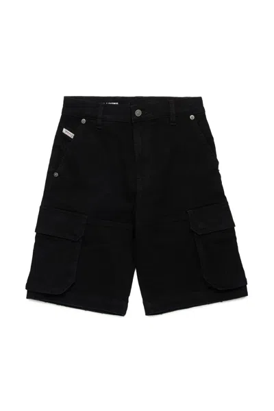 Diesel Kids' Shorts In Denim Nero In Black