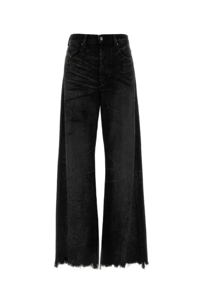 Diesel Black Denim Wide-leg Jeans
