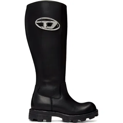 Diesel Black D-hammer-leather Knee-high Boots