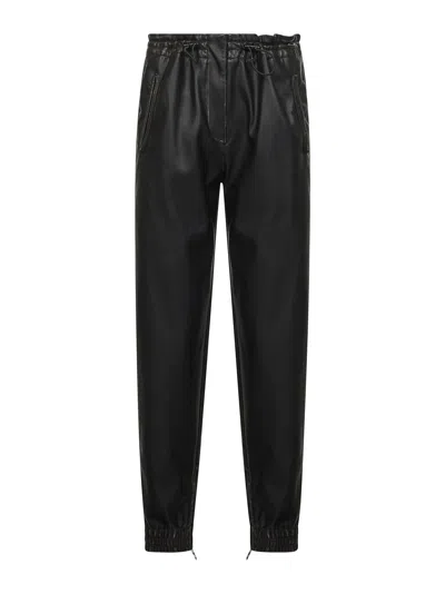 DIESEL BLACK DISTRESSED ECO-LEATHER P-HOENIX TROUSERS