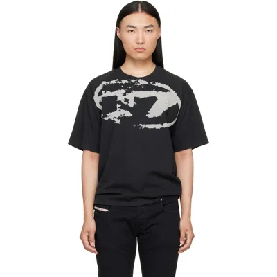 Diesel T-shirt With Distressed Flock Print In Black