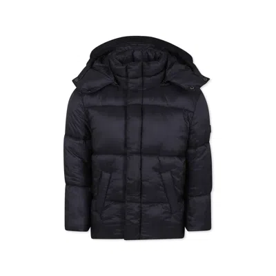 Diesel Black Down Jacket For Kids With Logo