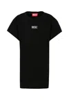 Diesel Black Dress For Girl With Logo In Black