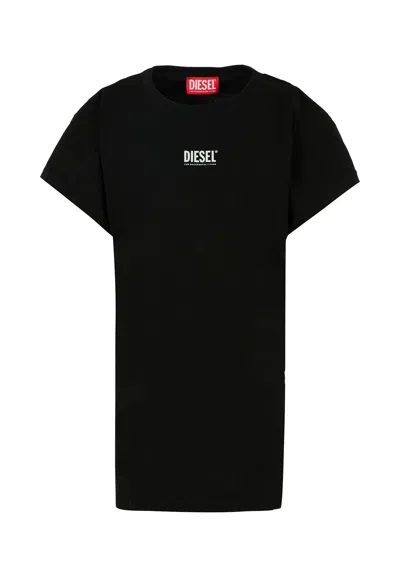 Diesel Kids' Black Dress For Girl With Logo