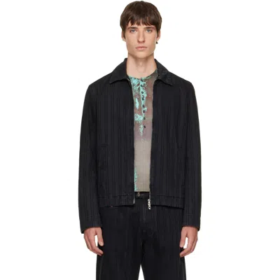 Diesel D-rohe Pinstripe-pattern Denim Jacket In Black