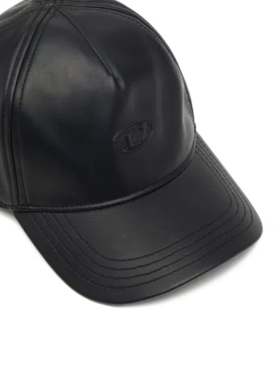 Diesel Black Embossed Logo Adjustable Hat In Metallic