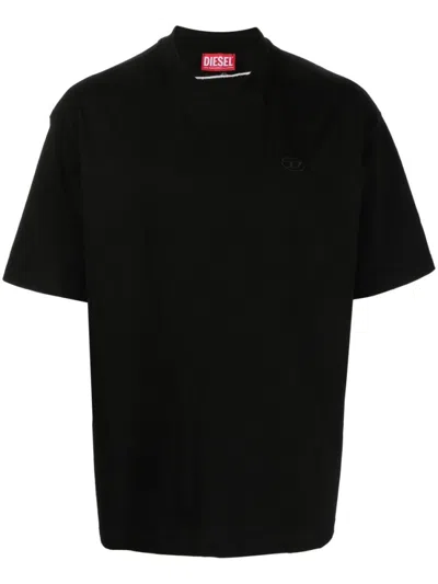 DIESEL BLACK EMBROIDERED LOGO T-SHIRT