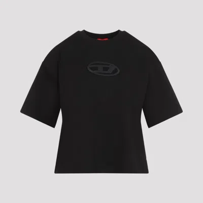 DIESEL WOMEN BLACK EMBROIDERED LOGO T-SHIRT, S LUXURY T-SHIRTS FOR WOMEN DARVEYS